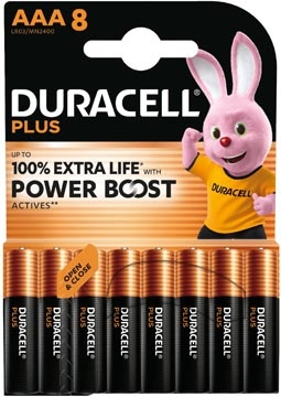Duracell Duracell batterij Plus 100% AAA, blister van 8 stuks