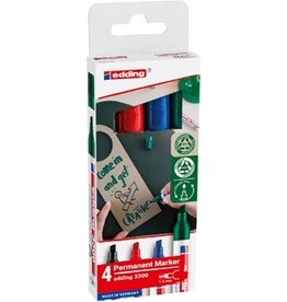 Edding Edding permanent marker E-3300, geassorteerde kleuren, blister van 4 stuks