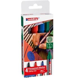 Edding Edding permanent marker E-330, geassorteerde kleuren, blister van 4 stuks
