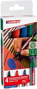 Edding Edding permanent marker E-330, geassorteerde kleuren, blister van 4 stuks