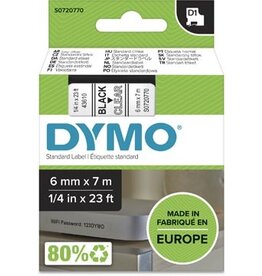 Dymo Dymo D1 tape 6 mm, zwart op transparant
