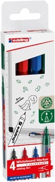 Edding Edding whiteboard marker E-361, geassorteerde kleuren, blister van 4 stuks