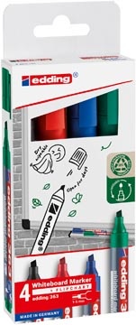 Edding Edding whiteboard marker E-363, geassorteerde kleuren, blister van 4 stuks