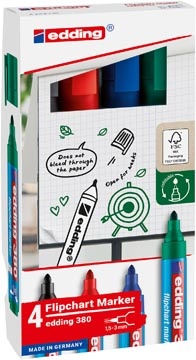 Edding Edding flipchartmarker E-380, geassorteerde kleuren, blister van 4 stuks