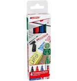 Edding Edding permanent marker 400, geassorteerde kleuren, blister van 4 stuks