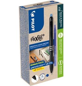 Pilot Pilot FriXion Ball Plus roller, medium, blauw, doos van 10 stuks + 10 navullingen