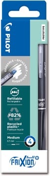 Pilot Pilot FriXion Ball Plus roller, medium, zwart en blauw, etui van 4 stuks