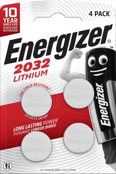 Energizer Energizer knoopcellen lithium CR2032, blister van 4 stuks