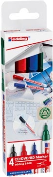 Edding Edding permanent marker CD/DVD/BD 8400, geassorteerde kleuren, blister van 4 stuks