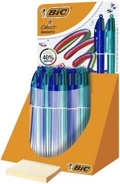 Bic BIC Colours Smooth Gradiant 4-kleurenbalpen, medium, blauw en groen, display van 30 stuks
