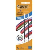 Bic BIC vulling voor balpen 4 Colours Smooth, medium, blister van 2 stuks, blauw