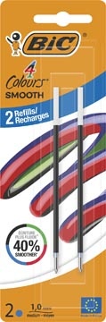 Bic BIC vulling voor balpen 4 Colours Smooth, medium, blister van 2 stuks, blauw