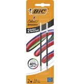 Bic BIC vulling voor balpen 4 Colours Smooth, medium, blister van 2 stuks, zwart