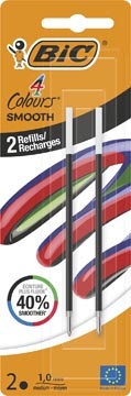 Bic BIC vulling voor balpen 4 Colours Smooth, medium, blister van 2 stuks, zwart