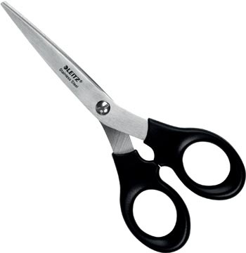 Leitz Leitz schaar, ft 16,5 cm, rechts en links, scherpe punt, RVS, zwart, blister van 1 stuk