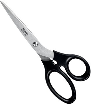 Leitz Leitz schaar, ft 18,5 cm, rechts en links, scherpe punt, RVS, zwart, blister van 1 stuk