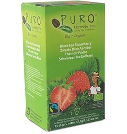 Puro Puro Bio thee Aardbei, zwarte thee, fairtrade, pak van 25 zakjes