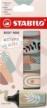 Stabilo STABILO BOSS MINI naturevibes markeerstift, geassorteerde kleuren, blister van 5 stuks