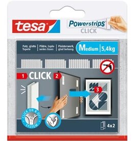 Tesa Tesa Powerstrips Click medium, draagkracht 1 kg, blister van 2 x 4 stuks