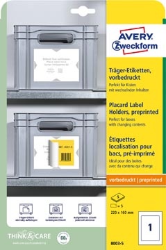Avery Zweckform Avery positioneeretiket voorbedrukt, ft 220 x 160 mm, wit, pak van 5 etiketten
