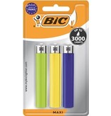 Bic BIC Maxi vuursteen aansteker, geassorteerde kleuren, blister van 3 stuks