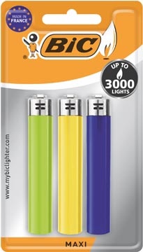 Bic BIC Maxi vuursteen aansteker, geassorteerde kleuren, blister van 3 stuks