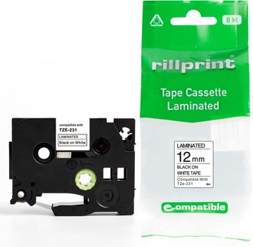 Rillprint Rillprint compatible TZe tape voor Brother TZe-231, 12 mm, zwart op wit