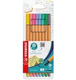 Stabilo STABILO point 88 fineliner, pastel, etui van 8 stuks