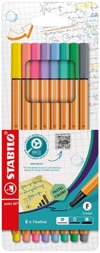 Stabilo STABILO point 88 fineliner, pastel, etui van 8 stuks