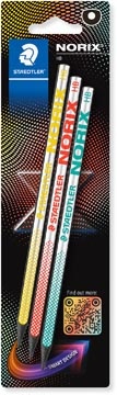 Staedtler Staedtler Norix grafietpotlood, HB, blister van 3 stuks, geassorteerde kleuren