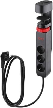 IOIO IOIO contactdoos SL3000, 3 stopcontacten en 3 USB-poorten, tafelklem, zwart