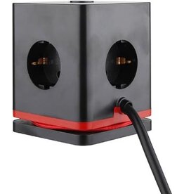 IOIO IOIO contactdoos SW1000, 3 stopcontacten en 3 USB-poorten, kubus, zwart