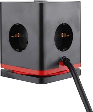 IOIO IOIO contactdoos SW1000, 3 stopcontacten en 3 USB-poorten, kubus, zwart
