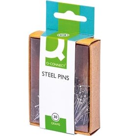 Q-CONNECT Q-CONNECT kopspelden, 0,85 x 30 mm, vernikkeld, doos van 30 gram