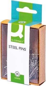 Q-CONNECT Q-CONNECT kopspelden, 0,85 x 30 mm, vernikkeld, doos van 30 gram