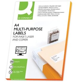 Q-CONNECT Q-CONNECT etiketten, wit, ronde hoeken, 63,5 x 33,9 mm, 100 vel, 24 etiketten per vel