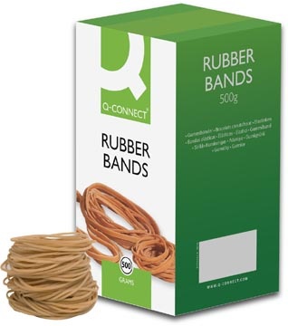 Q-CONNECT Q-CONNECT elastieken, breedte 1,5 mm, lengte 80 mm, nr 18, doos van 500 g
