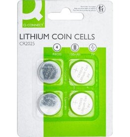 Q-CONNECT Q-CONNECT knoopcel, lithium, CR2025, blister van 4 stuks