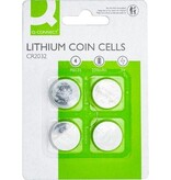 Q-CONNECT Q-CONNECT knoopcel, lithium, CR2032, blister van 4 stuks