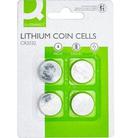 Q-CONNECT Q-CONNECT knoopcel, lithium, CR2032, blister van 4 stuks