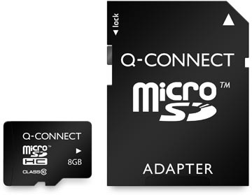 Q-CONNECT Q-CONNECT microSD geheugenkaart, met SD-adaptor, 8 GB