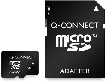 Q-CONNECT Q-CONNECT microSD geheugenkaart, met SD-adaptor, 64 GB