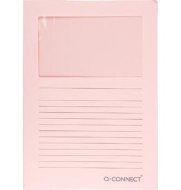 Q-CONNECT Q-CONNECT L-map met venster, 120 g/m², A4, pak van 100 stuks, lichtroze