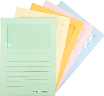 Q-CONNECT Q-CONNECT L-map met venster, 120 g/m², A4, pak van 100 stuks, lichte geassorteerde kleuren