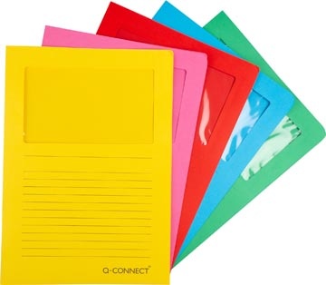 Q-CONNECT Q-CONNECT L-map met venster, 120 g/m², A4, pak van 100 stuks, donkere geassorteerde kleuren