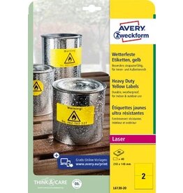 Avery Zweckform Avery weerbestendige etiketten, ft 210 x 148 mm, geel, pak van 40 etiketten