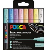 Posca Uni POSCA paintmarker PC-1MC, 0,7 - 1 mm, etui van 8 stuks in geassorteerde zachtekleuren