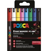 Posca Uni POSCA paintmarker PC-1MR, 0,7 mm, etui van 8 stuks in geassorteerde basiskleuren