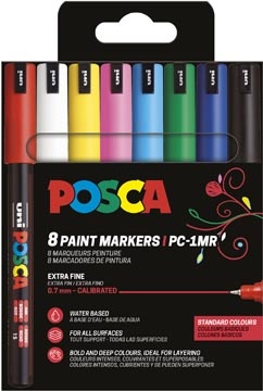 Posca Uni POSCA paintmarker PC-1MR, 0,7 mm, etui van 8 stuks in geassorteerde basiskleuren