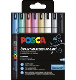 Posca Uni POSCA paintmarker PC-1MR, 0,7 mm, etui van 8 stuks in geassorteerde metallic kleuren